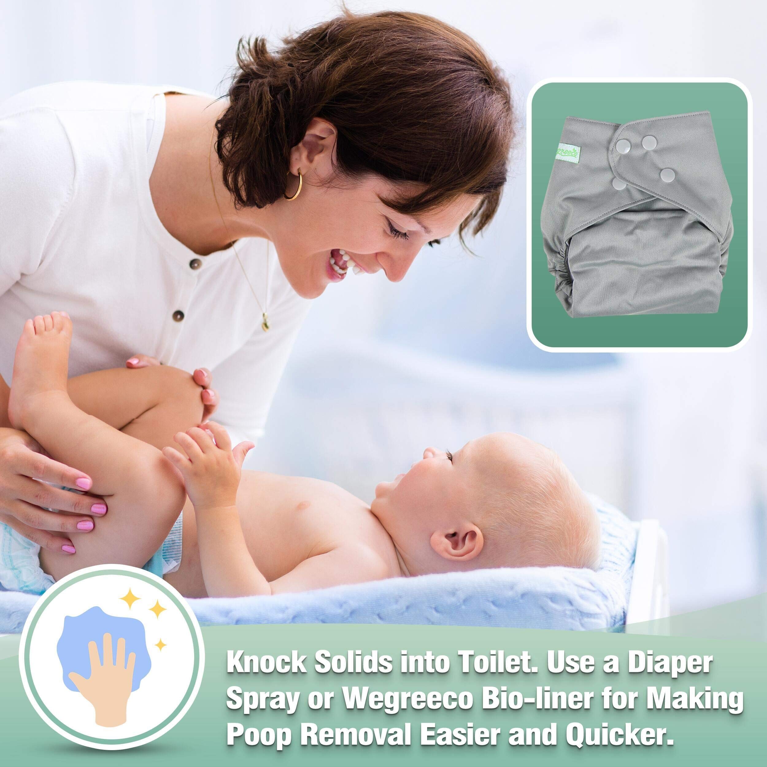 wegreeco Cloth Diapers 6 Pack with 6 Inserts & 1 Wet Bag, Washable Cloth Diapers for Babies, One Size Adjustable Reusable (with 1 Wet Bag,Boy Prints)
