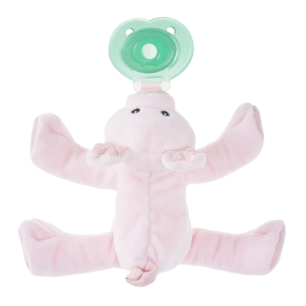 Nookums Paci-Plushies Shakies - Pacifier Holder with Built in Rattle (2 in 1)- Adapts to Name Brand Pacifiers, Suitable for All Ages, Plush Toy Includes Detachable Pacifier (Pig)