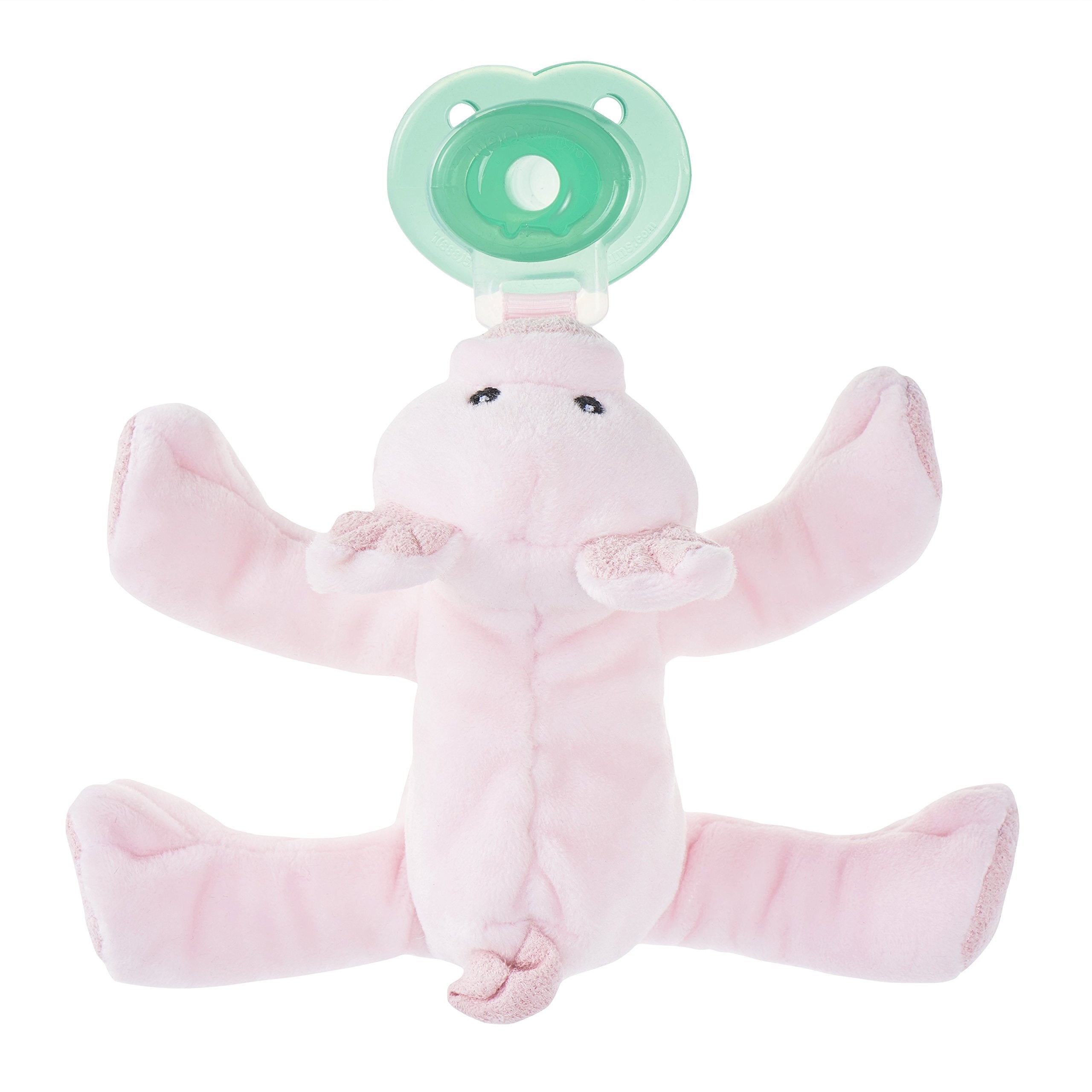 Nookums Paci-Plushies Shakies - Pacifier Holder with Built in Rattle (2 in 1)- Adapts to Name Brand Pacifiers, Suitable for All Ages, Plush Toy Includes Detachable Pacifier (Pig)