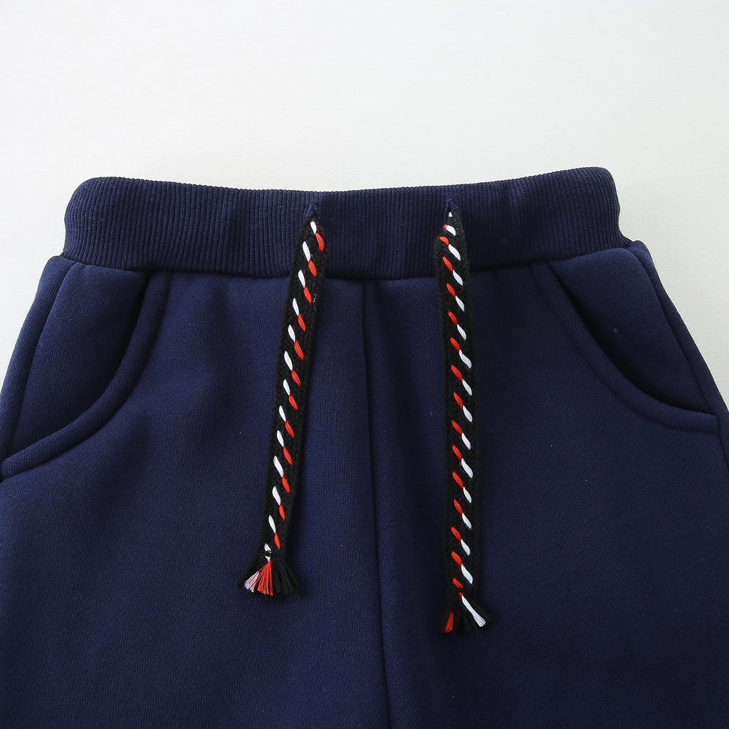 Funnymore Baby Boys Girls Fleece Joggers Sweatpants,3 Pack Fall Winter Pull On Jogger Pants Black/Navy/Grey 2t