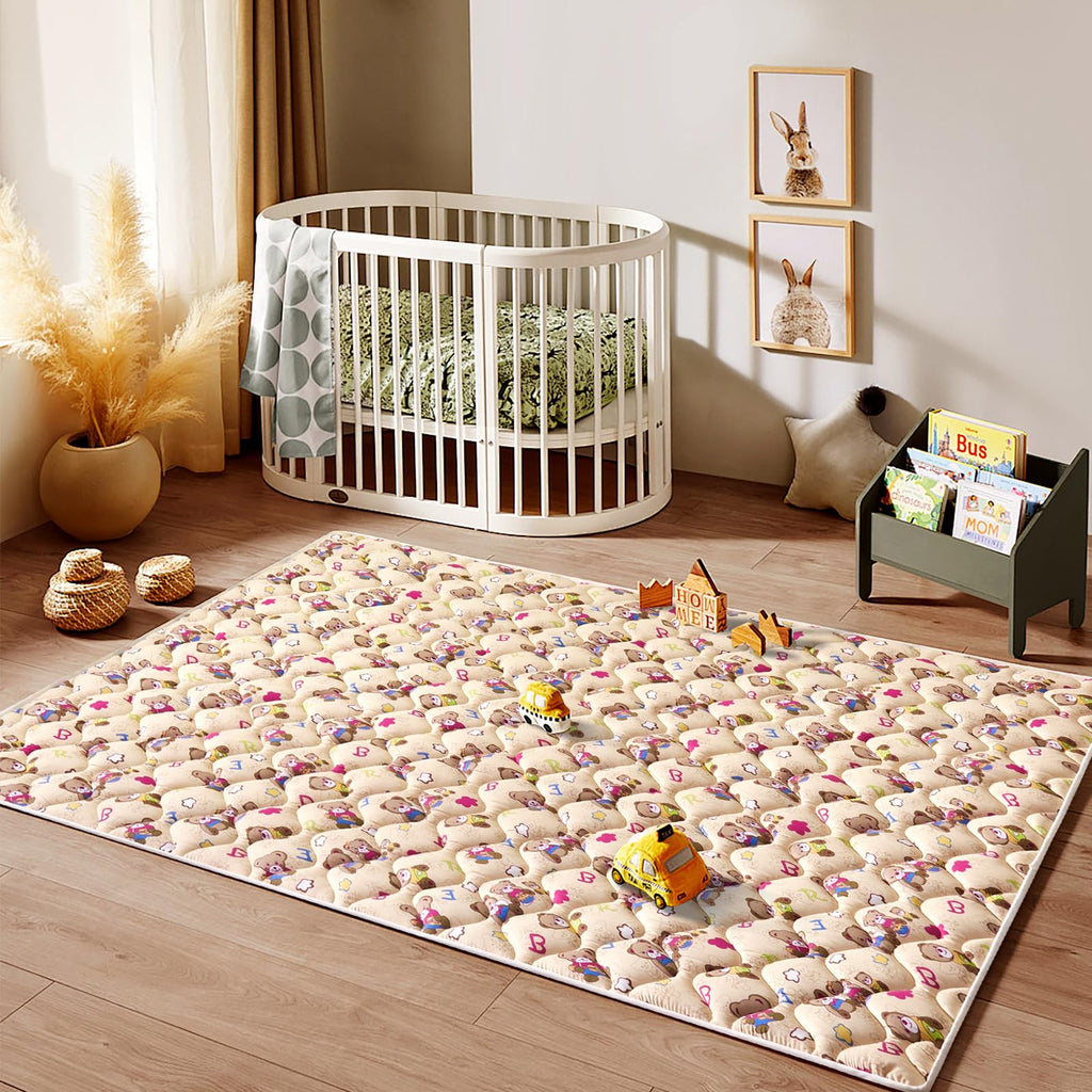 Baby Play Mat - 79" X 63",Premium Thicker Foam One-Piece Machine Washable, Extra Large Anti-Slip Soft Cushioning Foam Playmats for Babies and Toddlers, Foldable Baby Crawling Mat for Playpen