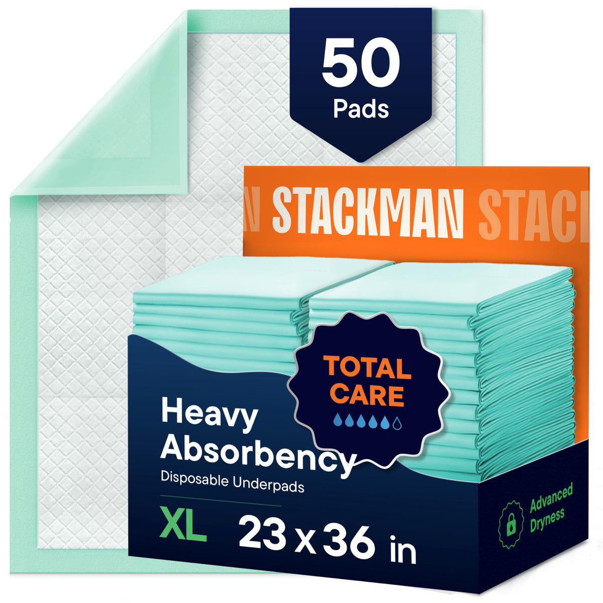 Chucks Pads Disposable [50-Pack] Underpads 17"x 24" - Pee Pads for Dog, Puppy - Diaper Changing Table Pad for Baby - Incontinence Bed & Chair Liners for Elderly - Pet Potty Training Pads - Leak Proof