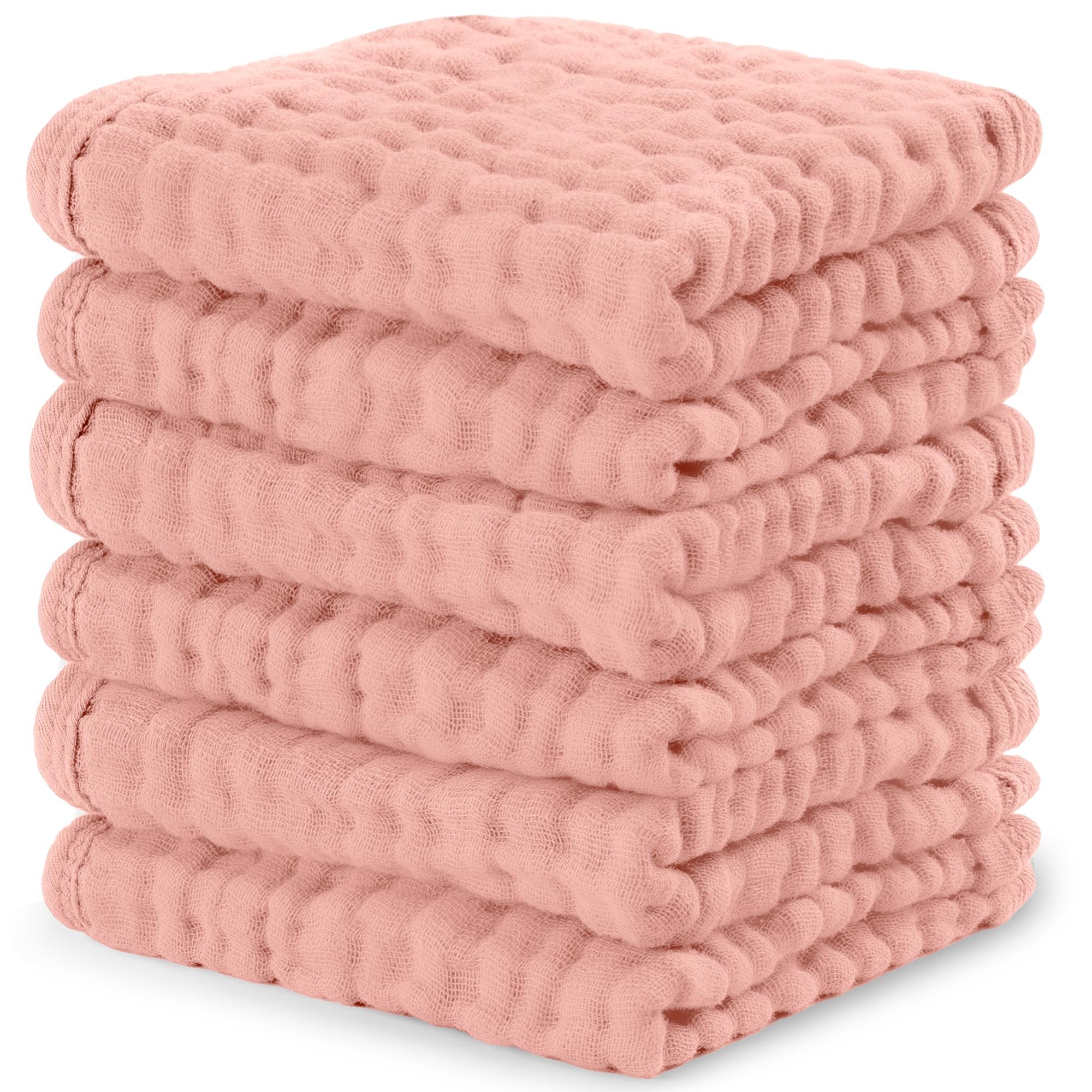 Comfy Cubs Muslin Baby Washcloths 10"x10" 6 Pk - Bold Blush