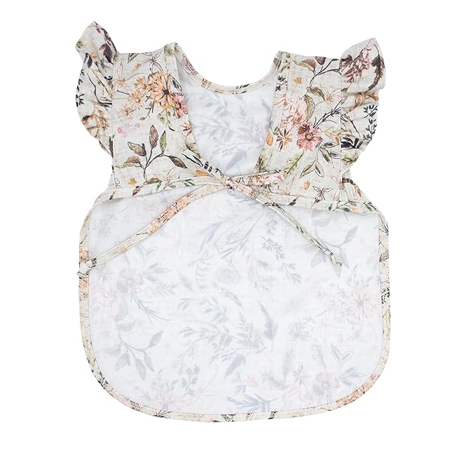 BapronBaby Flutter Delilah Floral Bapron - No Neck Tie Safer Bib for Baby & Toddler - Soft Waterproof Stain Resistant - Machine Washable - Sz Baby/Toddler 6m-3T