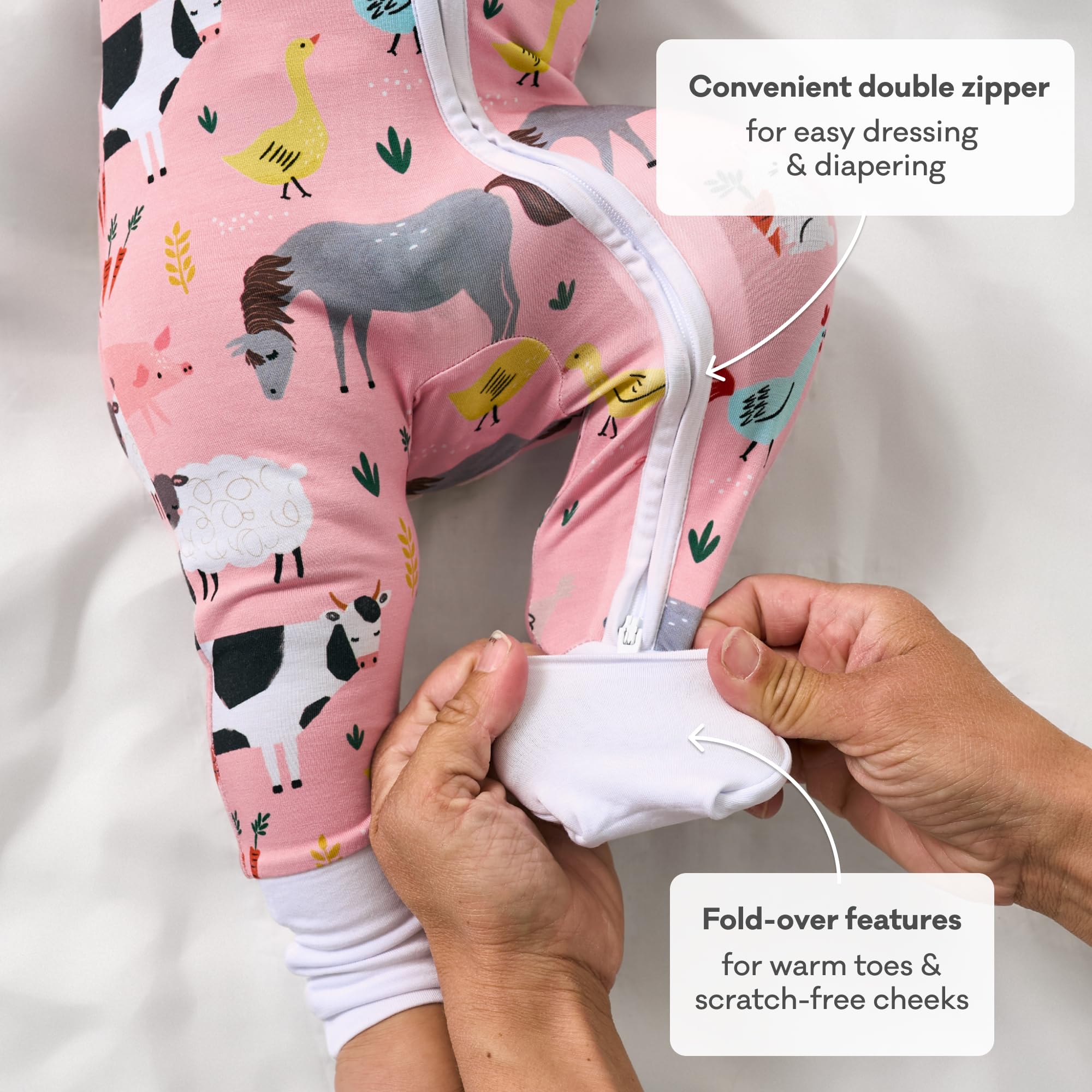 Little Sleepies Baby Pajamas, Pink Farm Animals, 18-24M