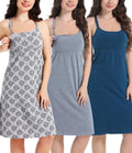 SUIEK 3-Pack Maternity Nursing Tank Dress Breastfeeding Camis Nightgown (Small)
