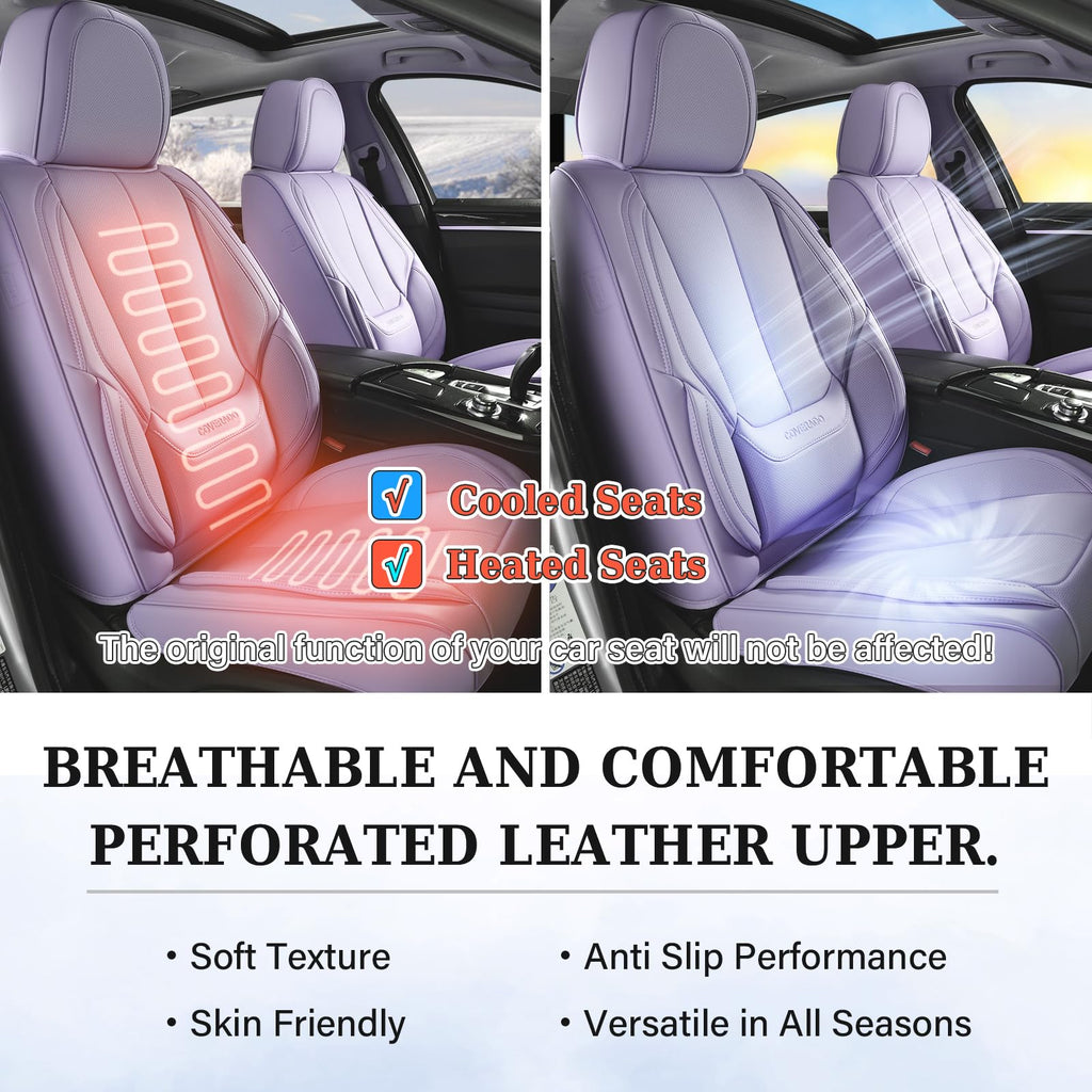 Coverado Seat Covers, Car Seat Covers Front Seats, Car Seat Cover, Car Seat Protector Waterproof, Car Seat Cushion Nappa Leather, Purple Seat Covers Carseat Cover Universal Fit for Most Cars