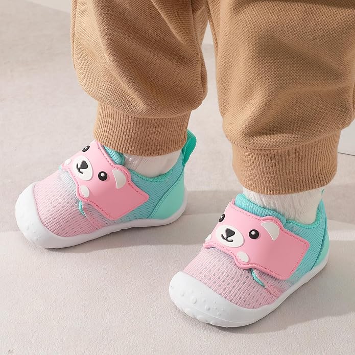 FEETCITY Baby Walking Shoes Wide Baby Shoes Boys Girls Infant Sneakers Crib Shoes Breathable Toddler Barefoot Shoes Slip On Shoes