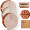 KeaBabies Suction Plates with Lids for Baby, 3pk 100% Silicone (Terracotta)