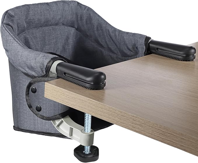 Hook On High Chair - Portable & Foldable Feeding Seat for Babies 6-36 Months, Home & Travel Use with Carry Bag (Grey)