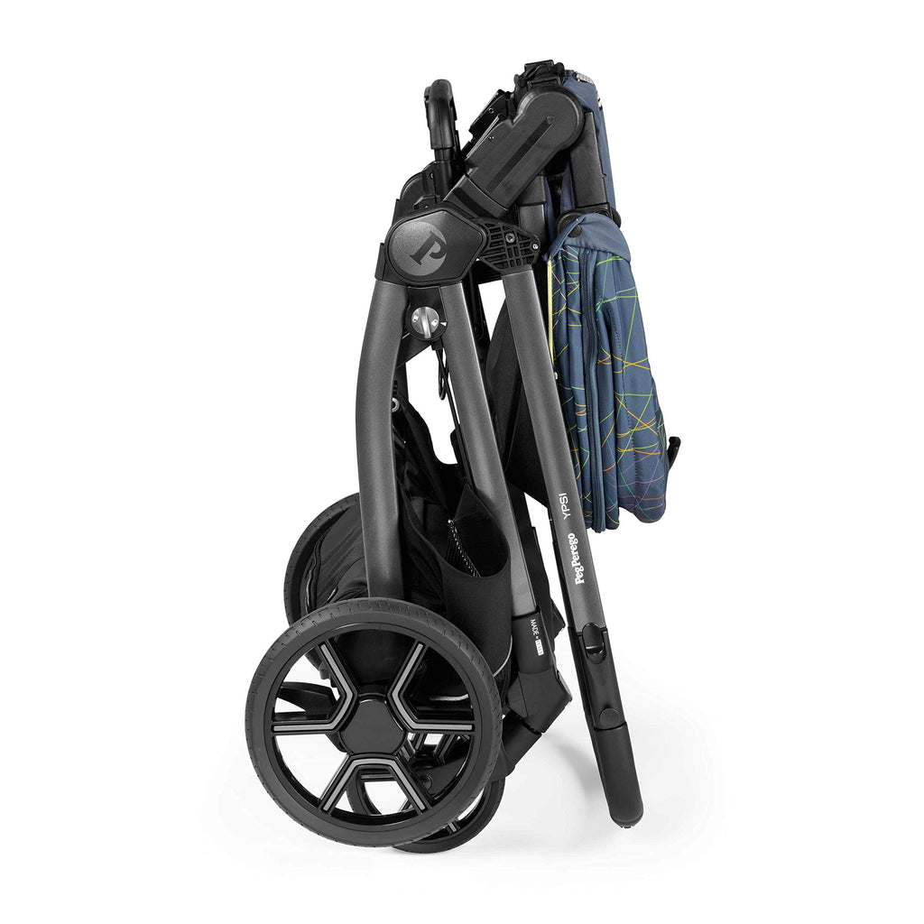 Peg Perego Ypsi – Compact Single to Double Stroller – Compatible with All Primo Viaggio 4-35 Infant Car Seats & Ypsi Bassinets - Made in Italy - New Life (Blue) Innovative Eco-Sustainable Fabric