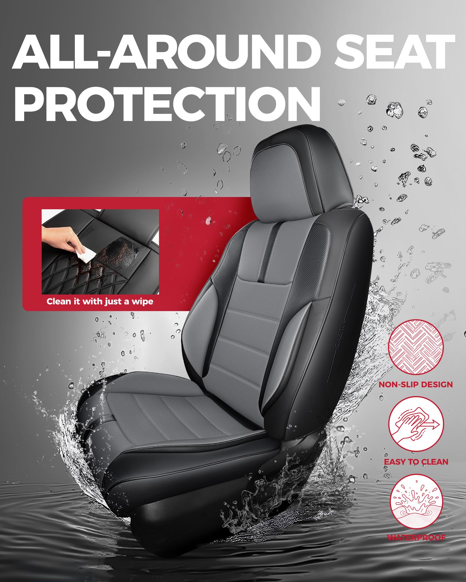 FREESOO Seat Covers Full Set for Cars Trucks SUV, BlackGrery