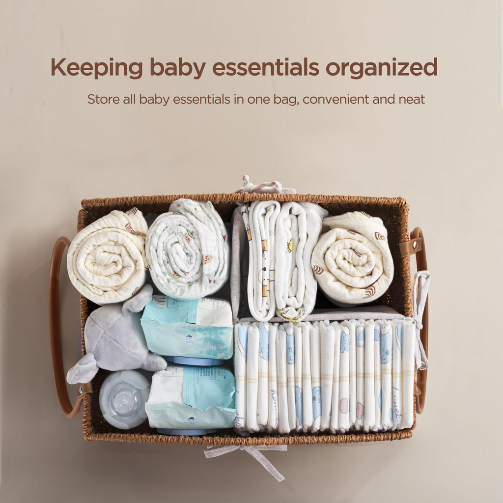 HBlife Diaper Caddy Organizer Detachable Portable Hand-Woven Storage Basket