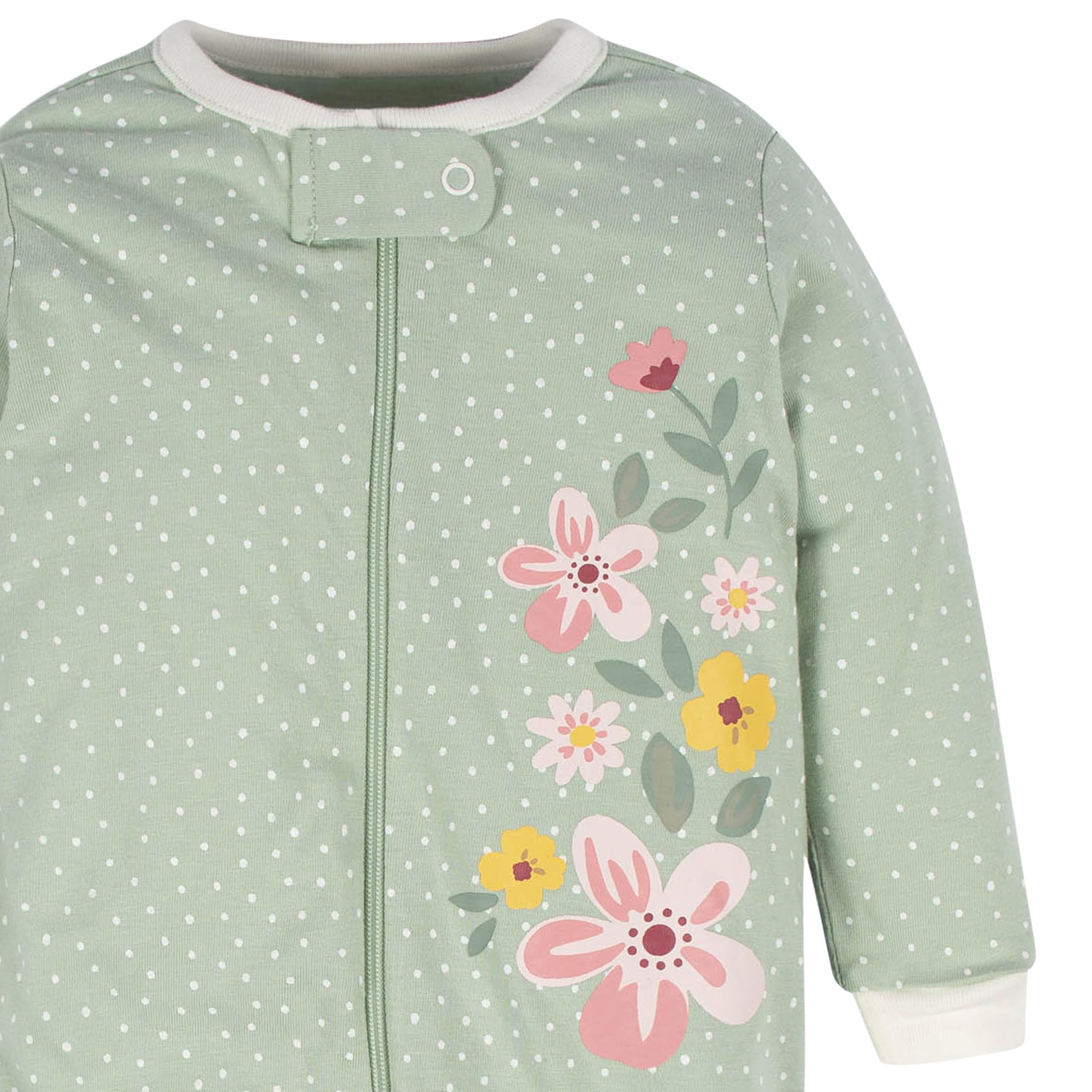 Gerber Baby Girls 4 Pack 'N Play Footie And Toddler Sleepers, Golden Floral, 6-9 Months US