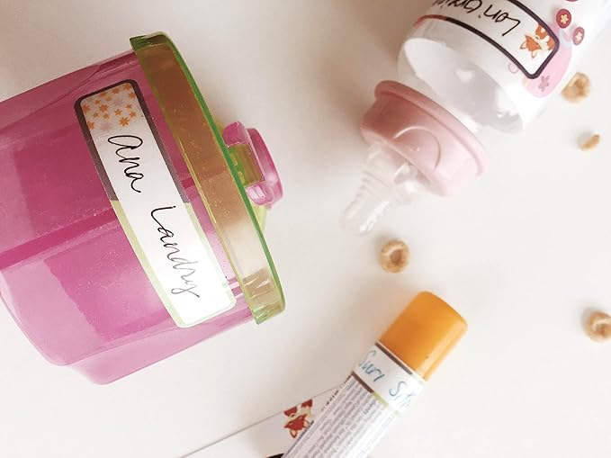 Bottle and Food Labels, Write-On, Freezer Safe, Self-Laminating, Waterproof Kids Name Labels for Baby Bottles, Sippy Cup for Daycare School, Dishwasher Safe (Playful Patterns)