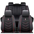 TENDER GLOW Leather Car Seat Covers Fit for LR LR4 2009-2016, 5 Seater Waterproof and Wear-Resistant Seat Cover Interior Accessories(Full Set,Black&Red)