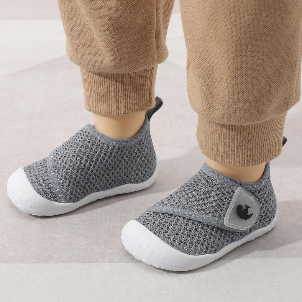 FEETCITY Baby Shoes Boys Girls Baby First Walking Shoes Wide Newborn Crib Shoe Slip On Infant Sneakers Dark Grey
