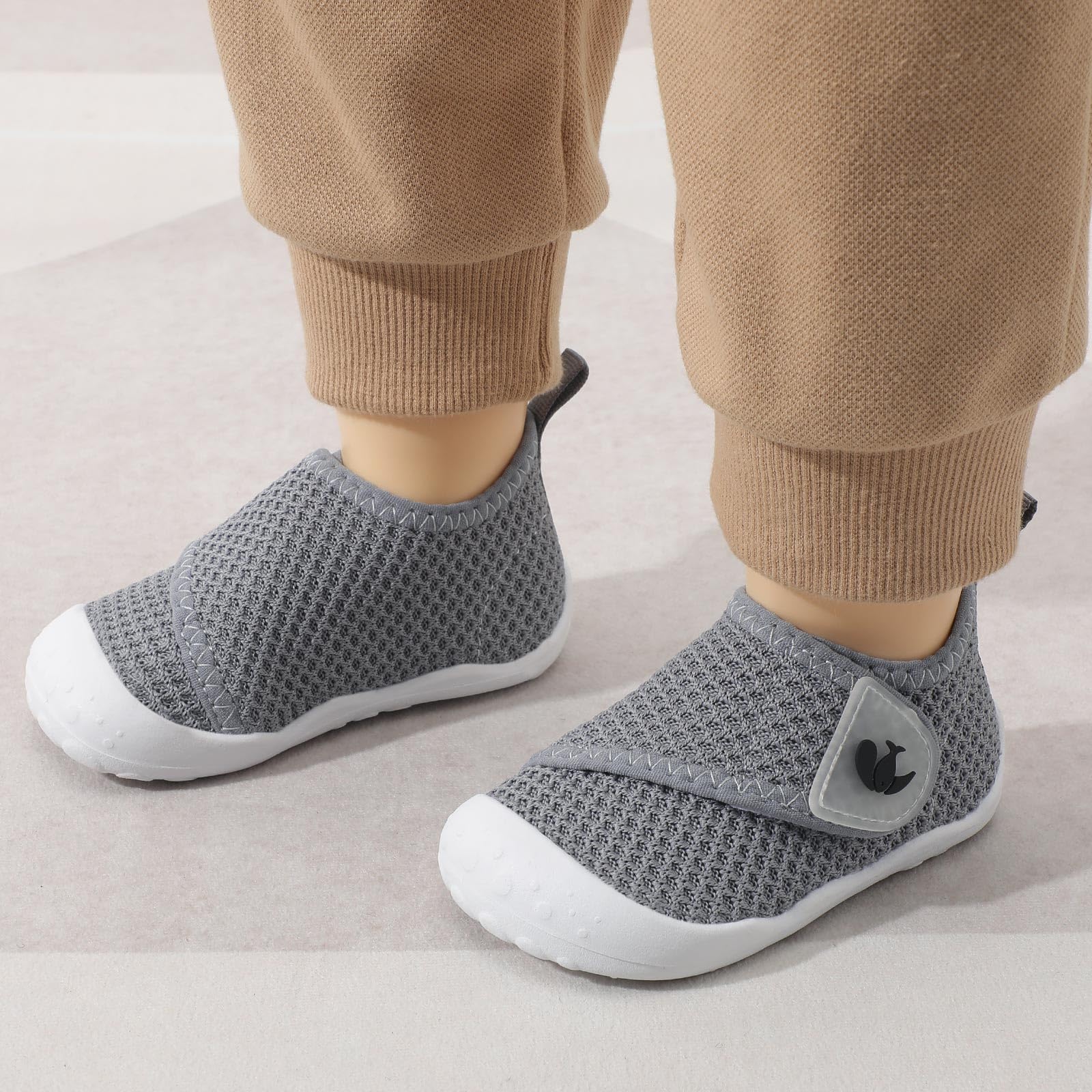 FEETCITY Baby Shoes Boys Girls Baby First Walking Shoes Wide Newborn Crib Shoe Slip On Infant Sneakers Dark Grey