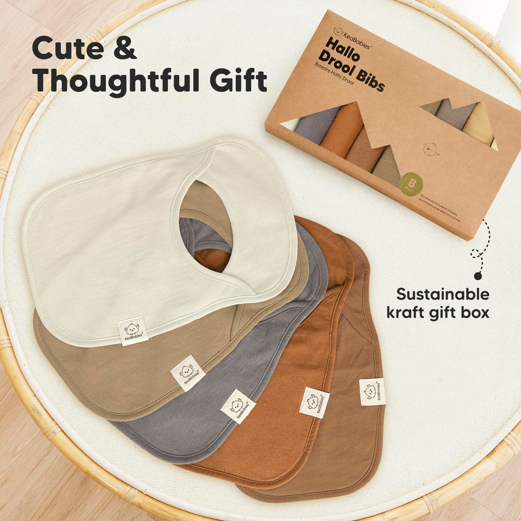 KeaBabies 8-Pack Bibs for Baby Girls, Boys, Pullover Baby Bibs (Terracotta)