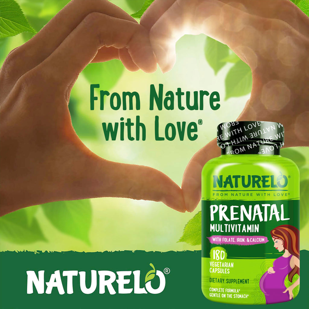 NATURELO Prenatal Multivitamin with Choline & Folate, 180 Capsules