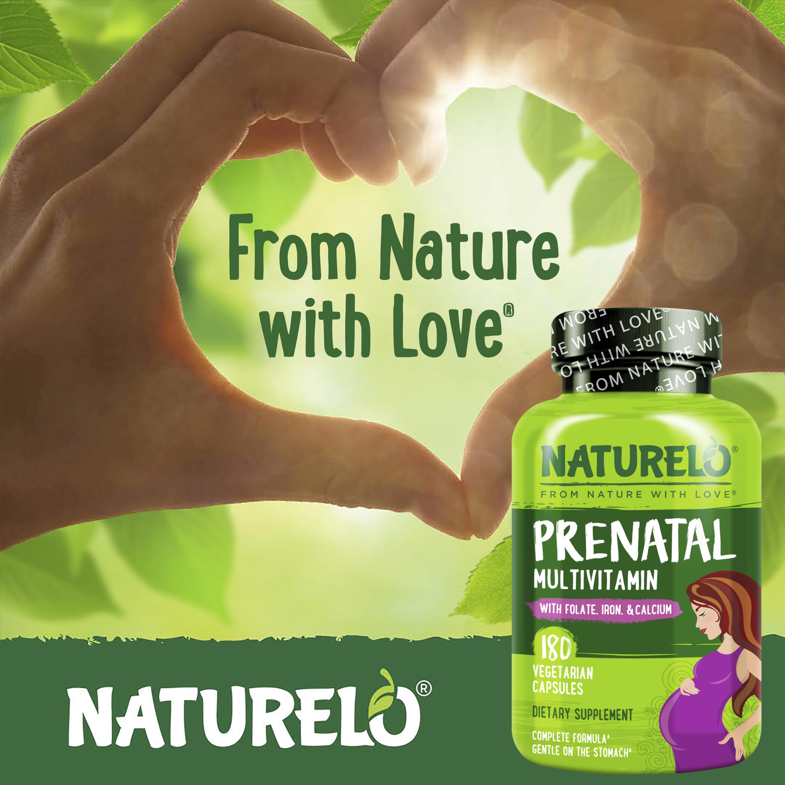 NATURELO Prenatal Multivitamin with Choline & Folate, 180 Capsules