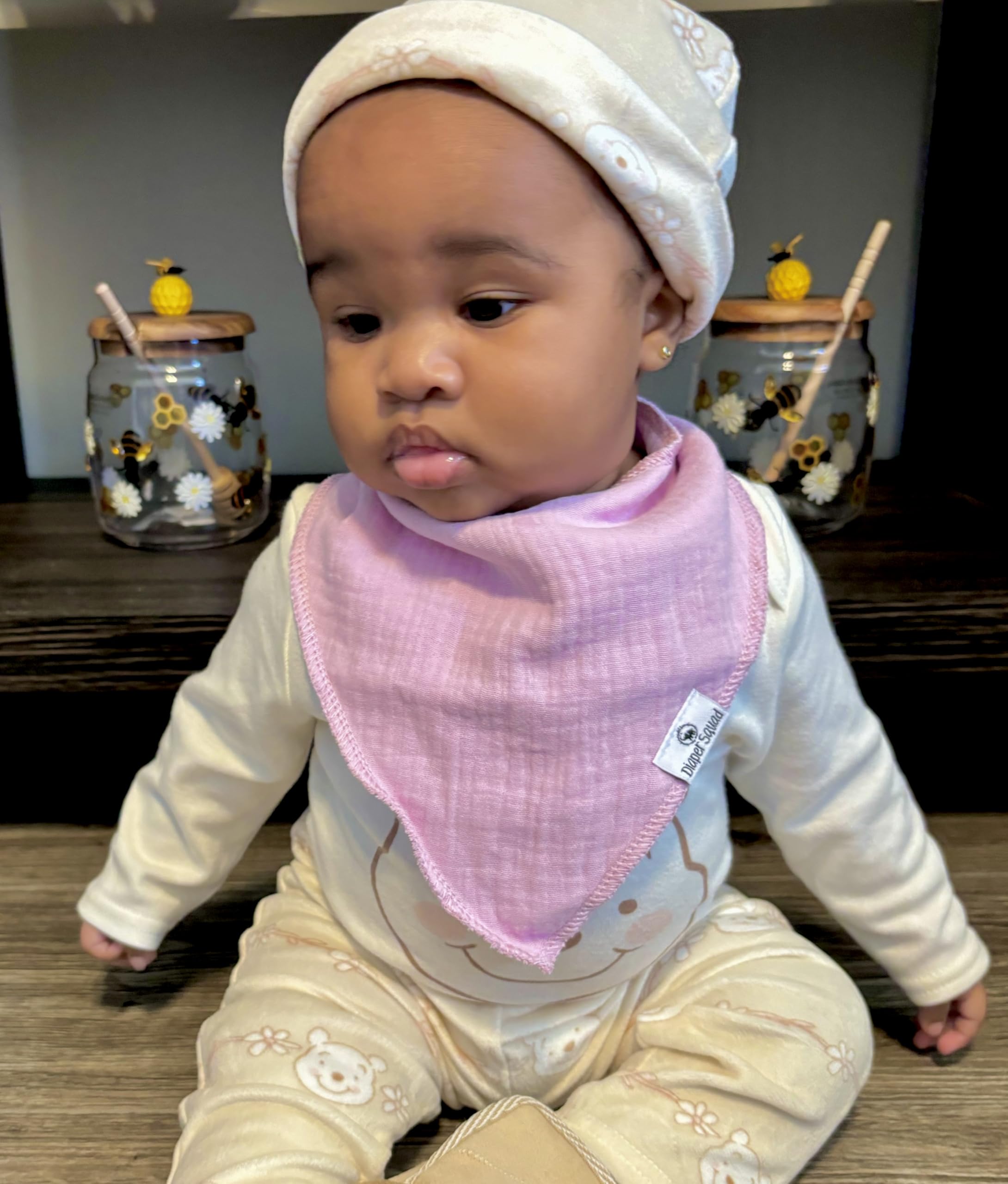 Diaper Squad 10-Pack 100% Organic Muslin Cotton Baby Bibs for Baby Boy, Girl (Girly Solids - 100% Muslin, 10-Pack)