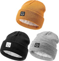 Baby Beanie Hat 3 Packs with Cute Smiley Face, Toddler Girls Boys Baby Hats Winter, Kids Winter Hat Cold Weather
