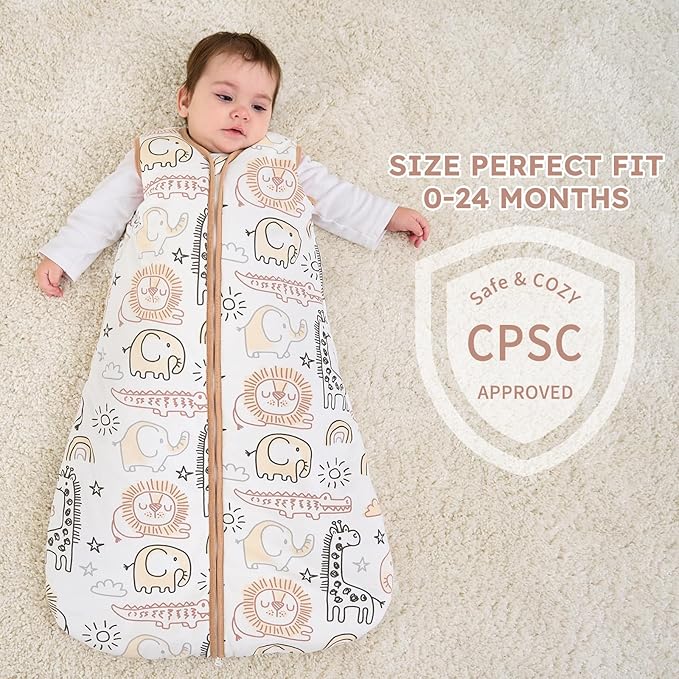Yoofoss Baby Sleep Sack 18-24 Months, TOG 2.5 Baby Wearable Blanket with 2-Way Zipper, 100% Organic Cotton Fabric Winter Newborn Sleeping Sack, Warm Soft Comfy(X-Large)