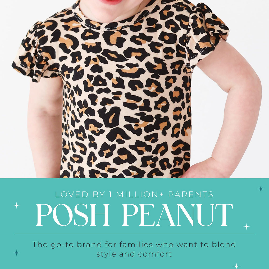 Posh Peanut Baby Girl Romper - Ruffled Capsleeve Henley Romper