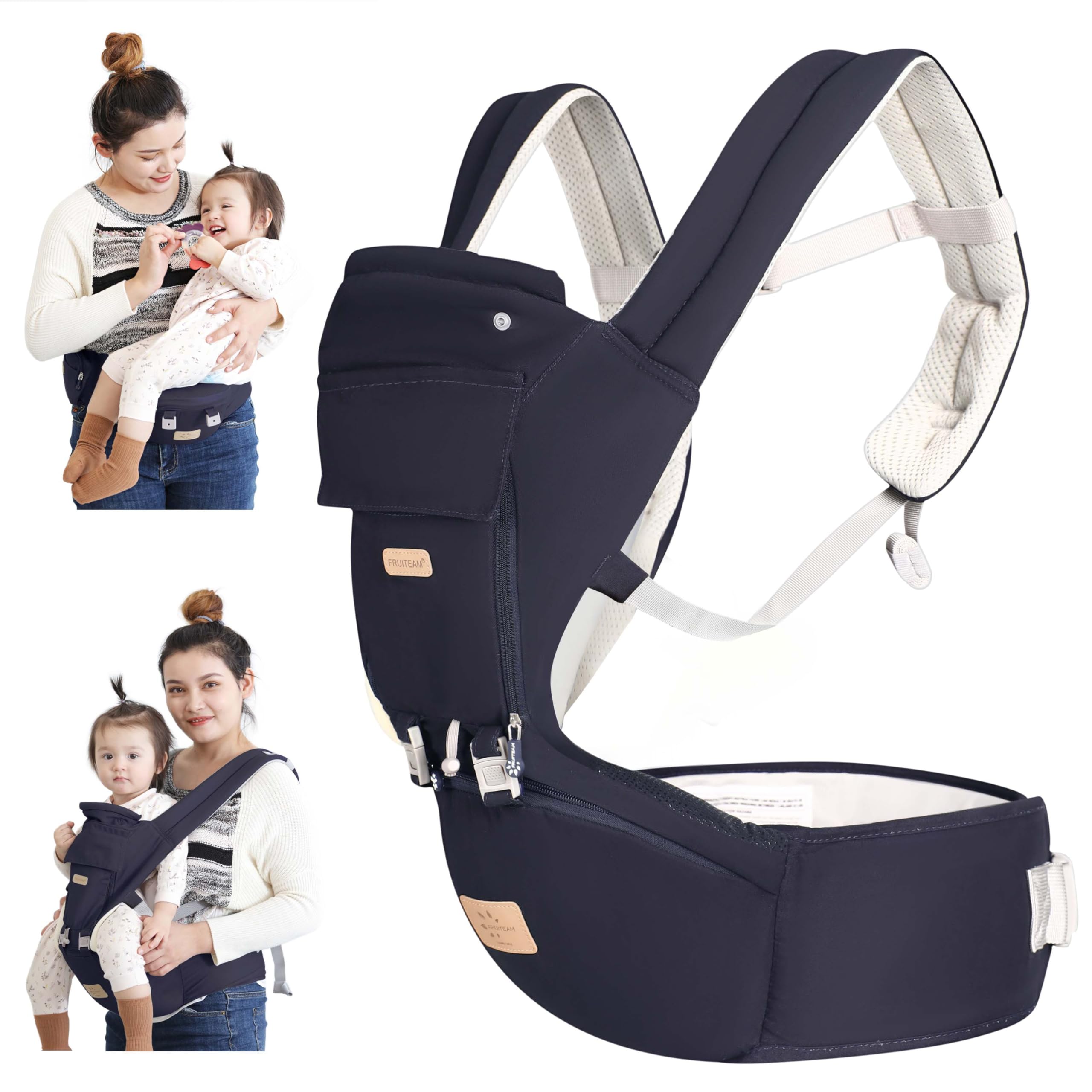 FRUITEAM Safety-Certified Baby Carrier with Hip Seat Newborn to Toddler