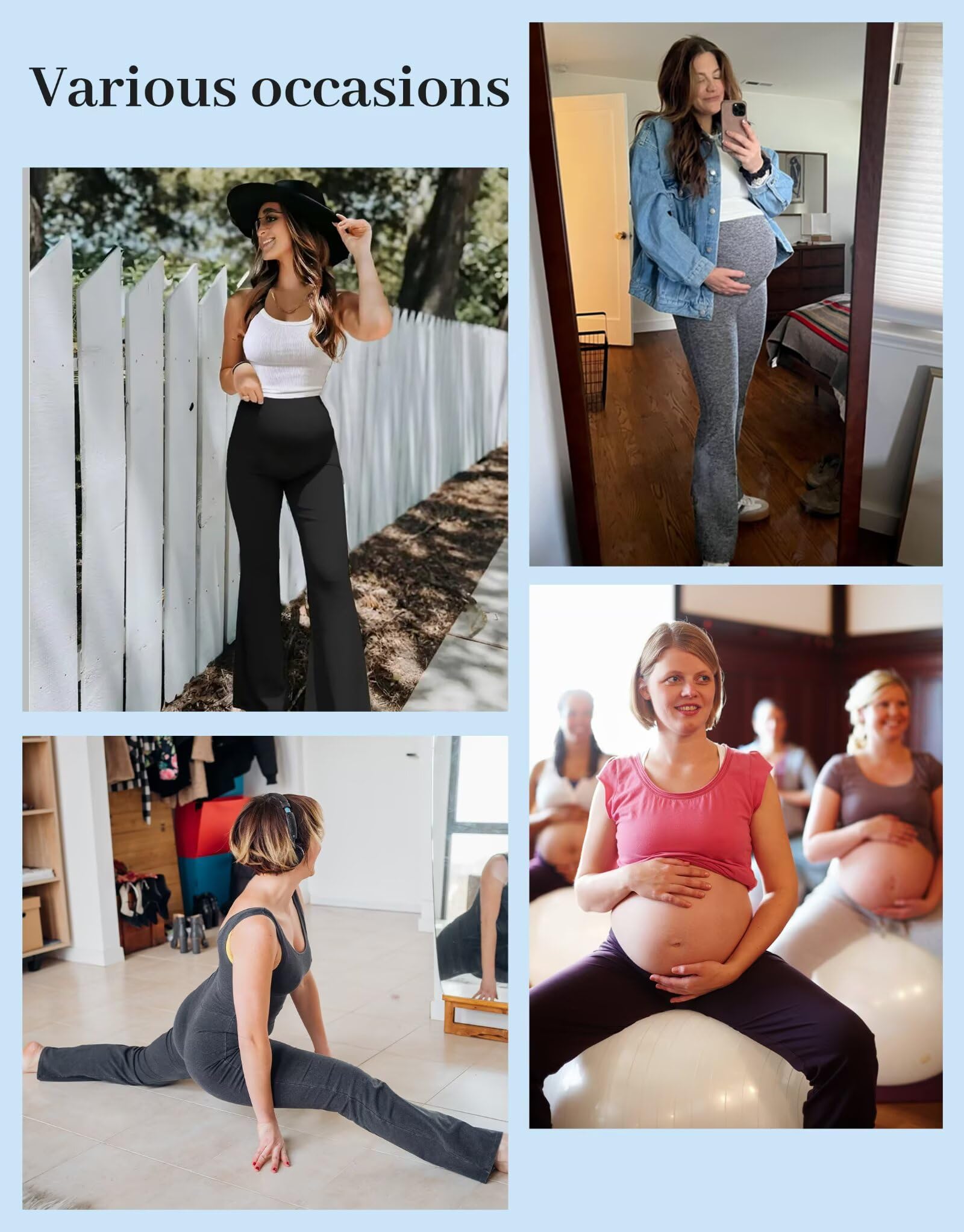 Fotociti Maternity Flare Leggings with Pockets, Women Pregnancy Yoga Pants