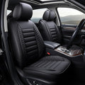 OASIS AUTO Car Seat Covers Premium Waterproof Faux Leather Cushion Universal Accessories Fit SUV Truck Sedan Automotive Vehicle Auto Interior Protector Front Pair (OS-001 Black)