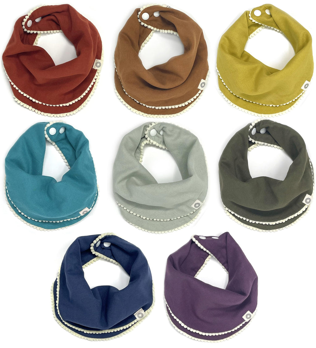 Kishu Baby Indi GOTS Organic Infinity Scarf Bib Set - 4-Way Reversible, 8 Layer Muslin Drool Bibs (Fiesta Set)