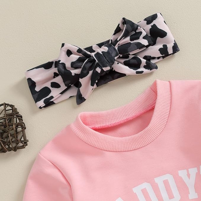 3Pcs Baby Girl Outfits Daisy Sweatshirt + Pants + Headband Infant Fall Winter Clothes