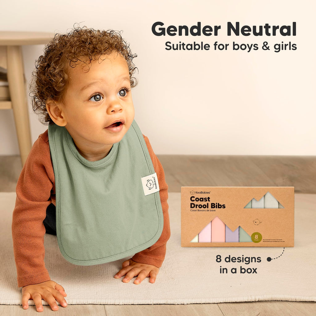 KeaBabies 8-Pack Organic Baby Bibs for Boys, Girls Drool Bibs (Embrace)