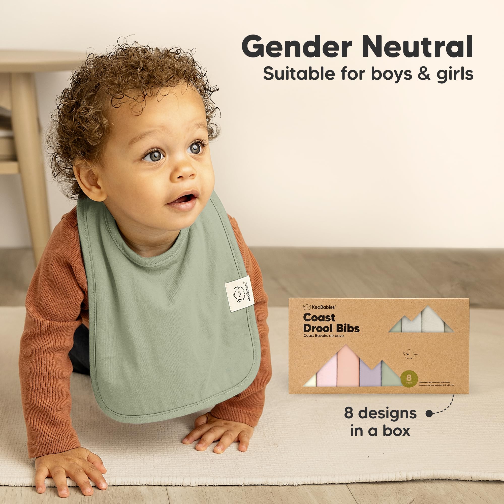 KeaBabies 8-Pack Organic Baby Bibs for Boys, Girls Drool Bibs (Embrace)