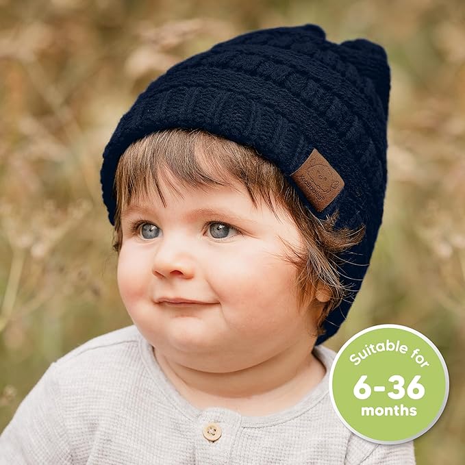 KeaBabies 3-Pack Baby Beanies for Boys, Girls - Stretchy Knit Baby Hats, Cute Newborn & Toddler Winter Hat, Soft & Warm Infant Beanie 6-36 Months (Sunshine, M)