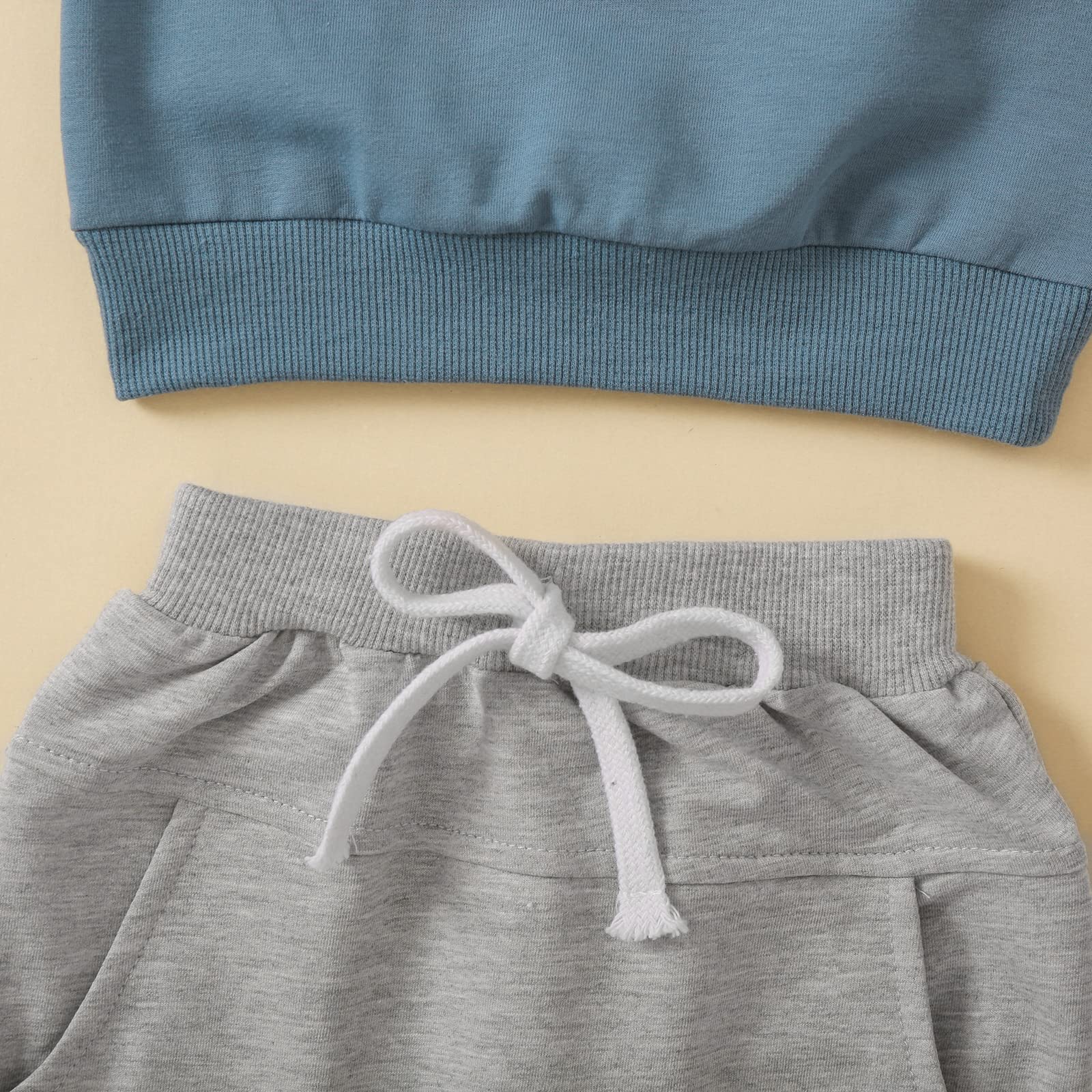 MA&BABY Toddler Baby Boy Clothes Solid Color Sweatshirt Jogger Pants Set