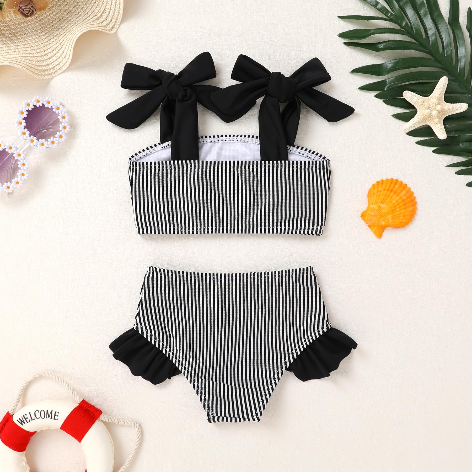YOUNGER TREE Toddler Girls Two Pieces Swimsuit Color Block Stripe Swimwear Summer Beach Bathing Suit