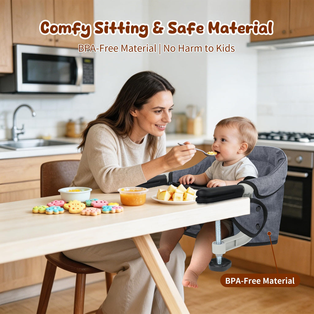 Toogel Hook On High Chair, Secure Harness & Non-Slip Aluminum Clamp, Grey