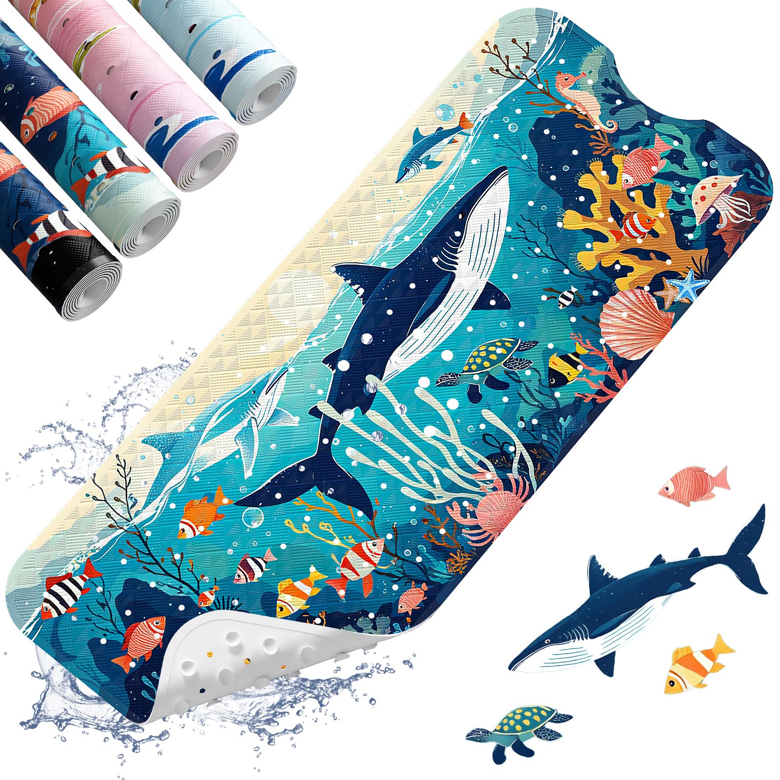 XIYUNTE Baby Bath Mat for Tub Non Slip Kids Bath Mat - 40"x16" Extra Long Bathtub Mat Non Slip Kids, Eco-Friendly Toddler Bath Mats with Suction Cups for Secure Grip, Easy to Clean & Easy Drying