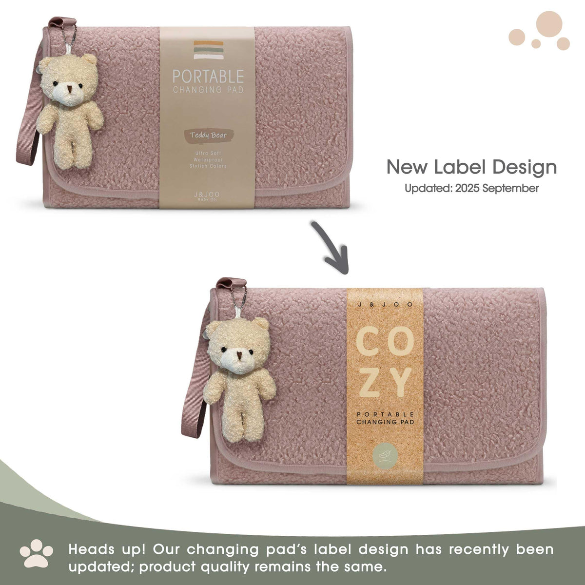 J&Joo Portable Diaper Changing Pad - Ultra Soft, Extra Padded, Waterproof Baby Changer Travel Essential, EZ Access Mesh Pockets, Gift for Baby Shower, Newborn Girls and Boys, 0-12 Months