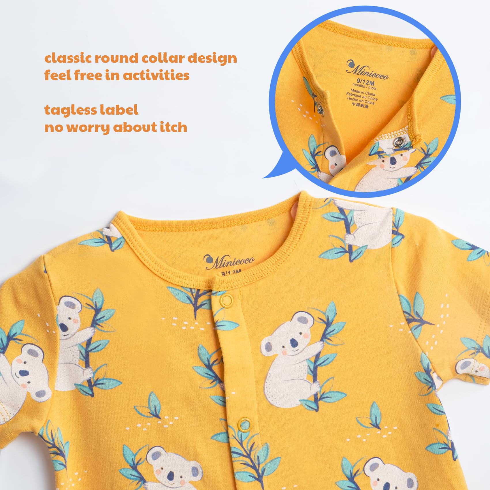 Minicoco 3-Pack 100% Cotton Baby Boy Rompers,0-24Months Short Sleeve Toddler Romper,Breathable Spring/Summer Clothes