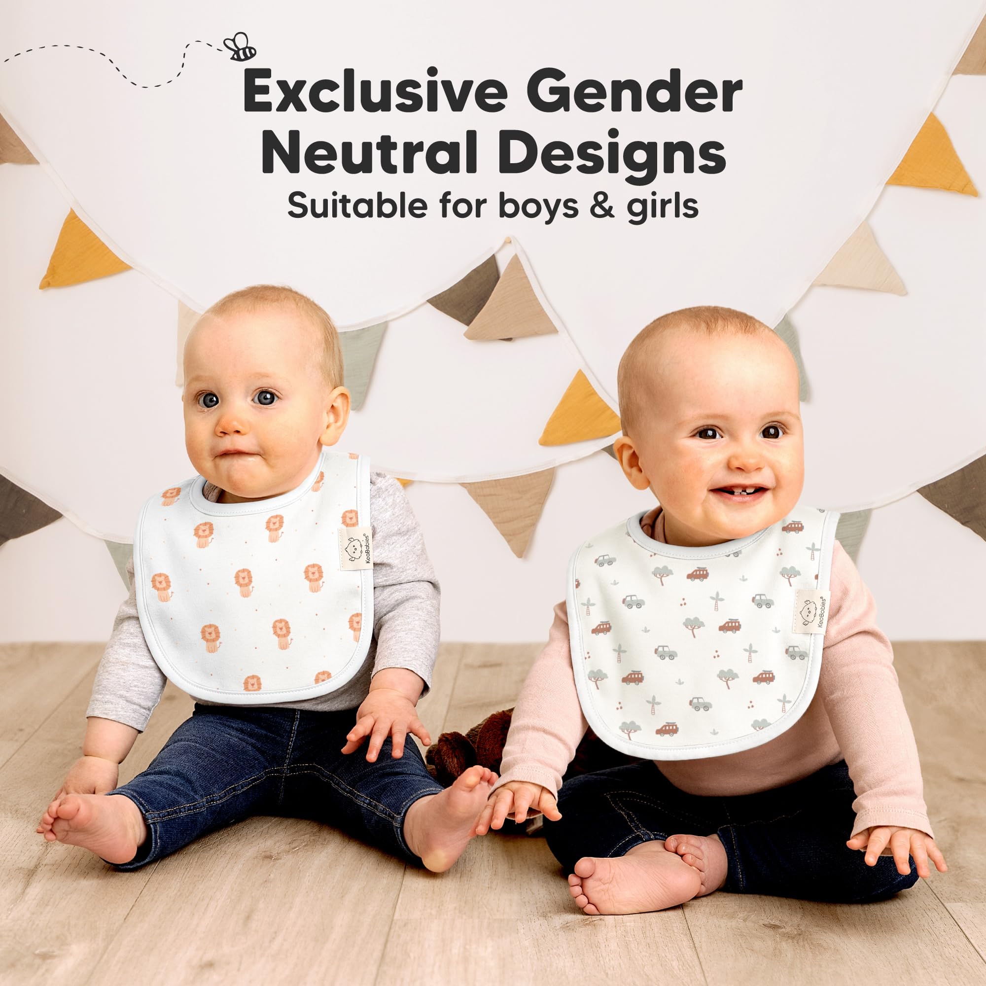 KeaBabies 8-Pack Organic Baby Bibs for Drooling and Teething (Wilderness)