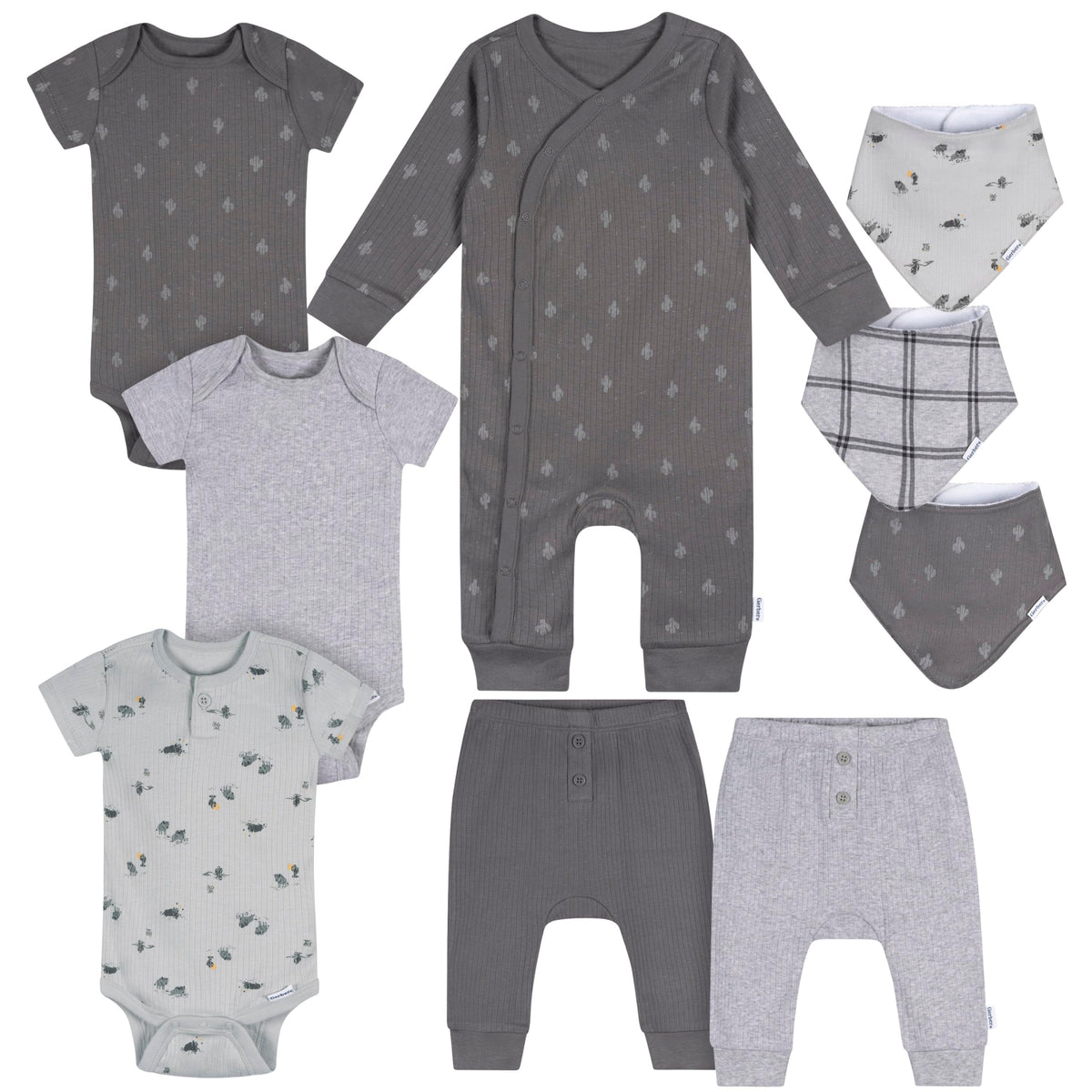 Gerber Unisex Baby 9-Piece Baby Gift Set for Newborn Boys & Girls – Premium Cotton Baby Essentials Layette Set, Garden, 6-9 Months