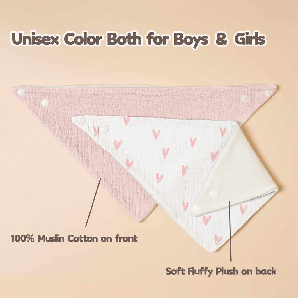 Susurration Muslin Baby Drool Bibs 6Pack Soft Triangular Adjustable Baby Bandana Bibs for Unisex Girls & Boys (Spring Garden)