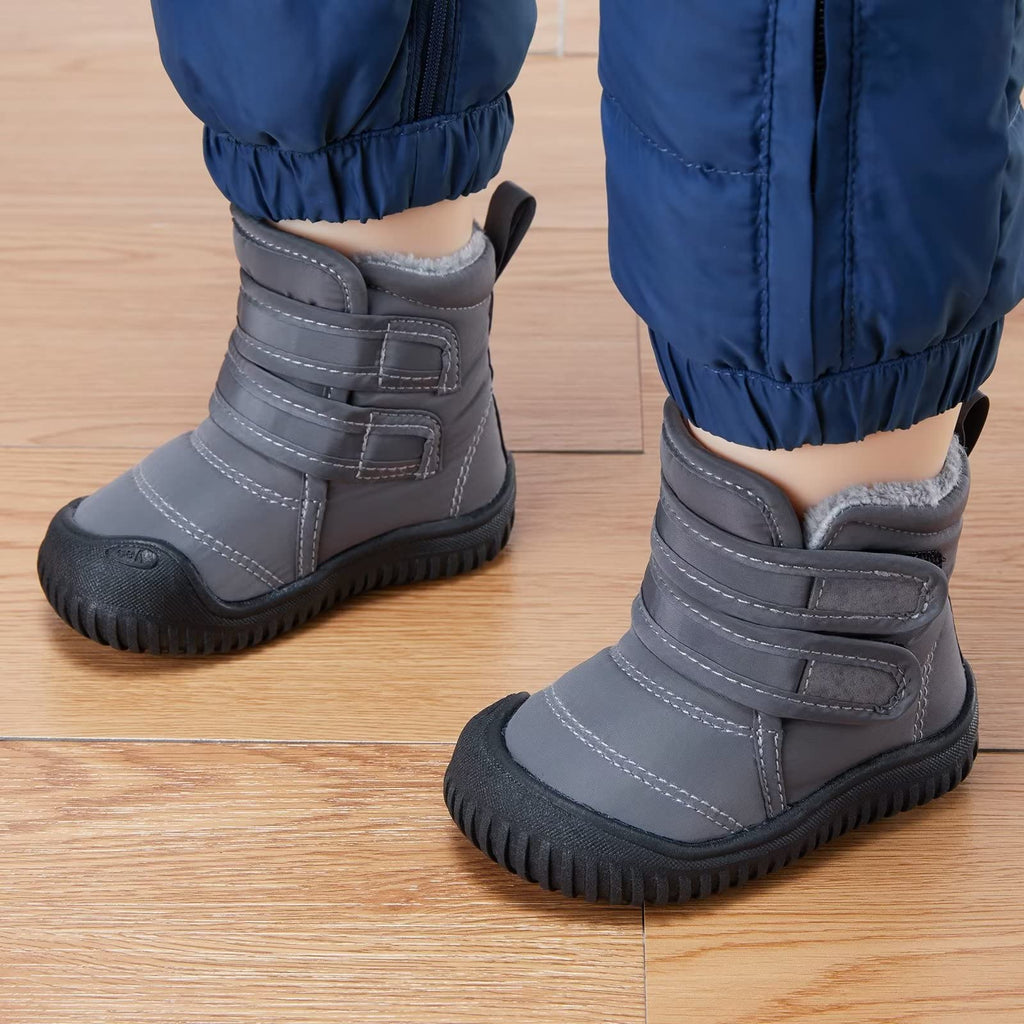 BMCiTYBM Baby Snow Boots Boys Girls Winter Infant Shoes Anti-Slip 6 9 12 18 24 Months Faux Fur Grey Size 18-24 Months Toddler