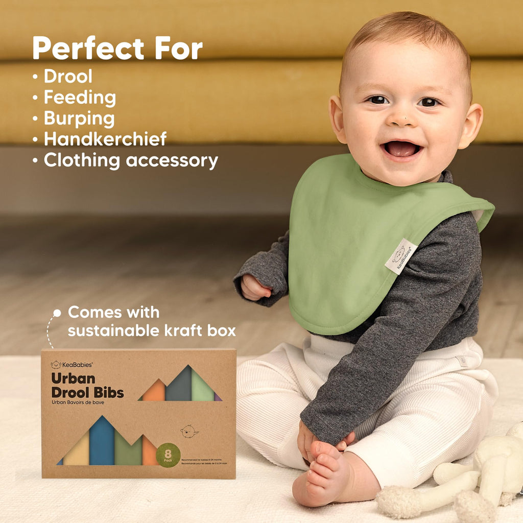 KeaBabies 8-Pack Organic Baby Bibs for Drooling and Teething (Sahara)