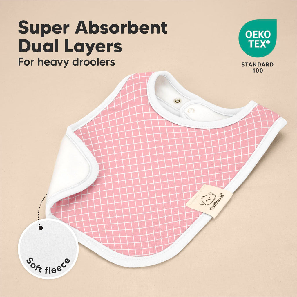 KeaBabies 8-Pack Organic Baby Bibs for Boys, Girls Drool Bibs (Blush)