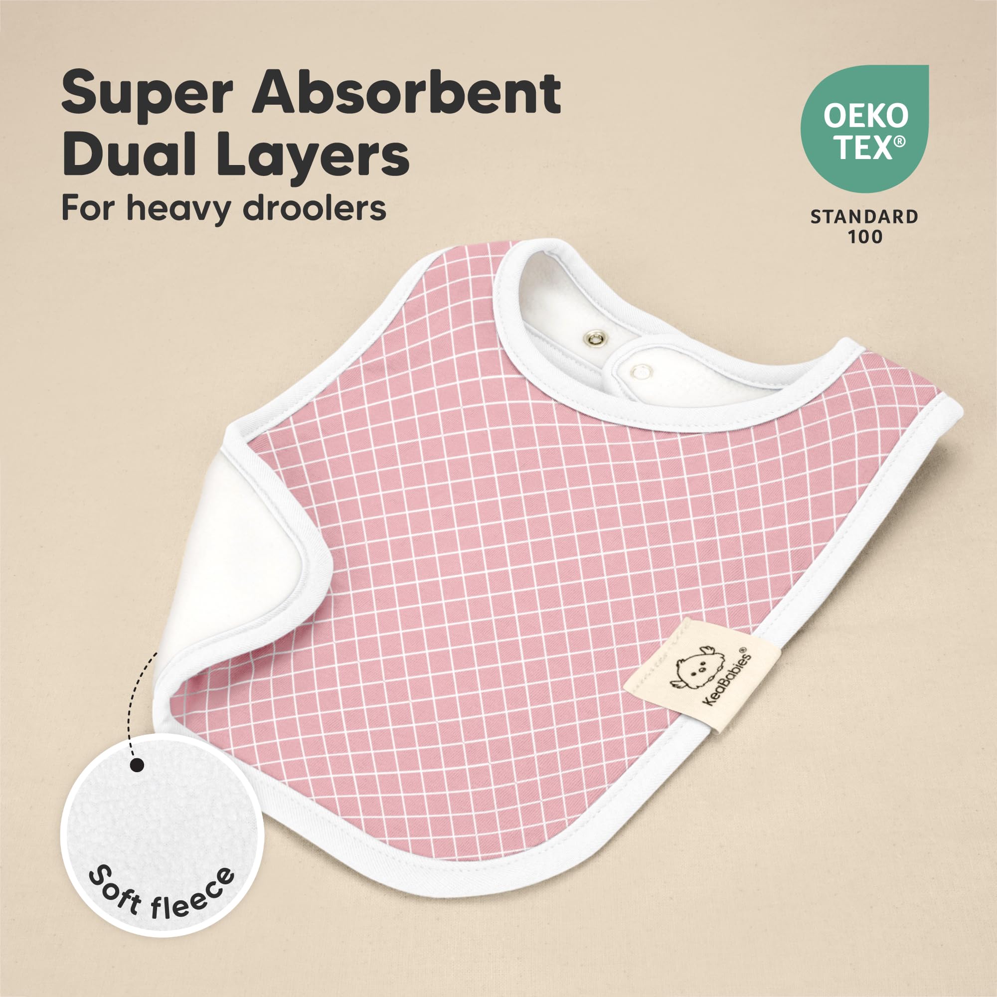 KeaBabies 8-Pack Organic Baby Bibs for Boys, Girls Drool Bibs (Blush)